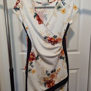 Almost Famous Floral Asymmetrical Dress with Black Panels